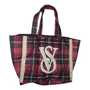 Victoria's Secret Plaid Tote - Red, Black, and Cream